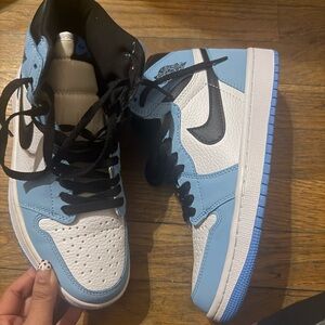 Blue and White High-Top Sneakers